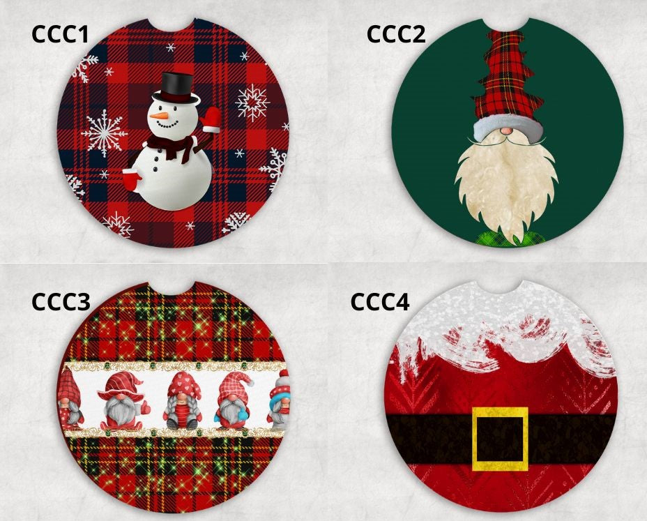 Christmas Car Coasters for Cup Holders Ceramic Sublimated with
