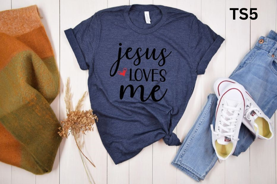 Jesus Loves Me Script Young Adult T-shirt