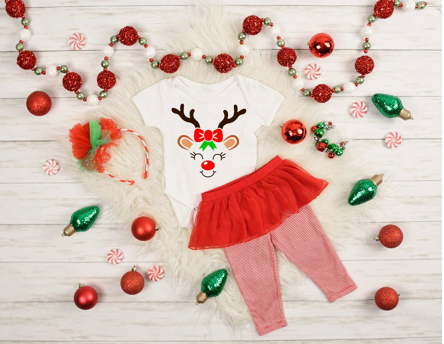 Girl Reindeer Infant Onesie