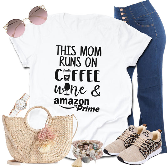 Mom Coffee Wine and Amazon T-shirt